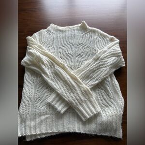 J. Crew Pointelle Cable Knit Mock Neck Sweater